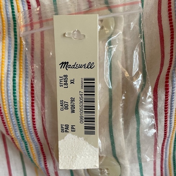 NWT Madewell Button-Front Cami Tank in Textural Rainbow Stripe, Size XL - Picture 7 of 10